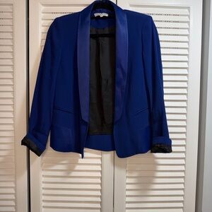 Sandro Blue Blazer With Satin Trim Size 36